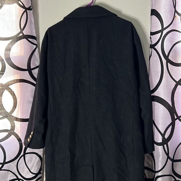 Moussy Vintage Black Trench Overcoat Size Small with Nautical Gold Buttons - Picture 12 of 13